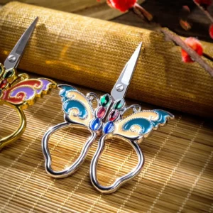 vintage mini butterfly embroidery painted scissors 4