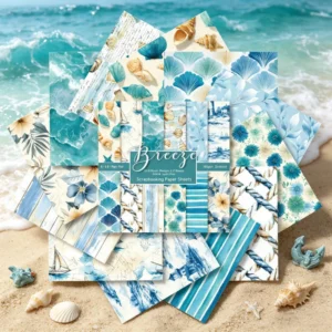 Sumflying Beach 24PCS Scrapbook Paper & Cardstock 24pcs 6 Beach Scrapbook Paper Cardstock 1 02