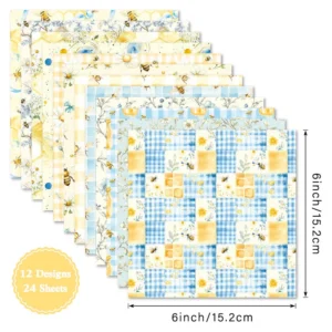 24pcs 6 Bee Check Scrapbook Paper Cardstock 01