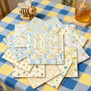 Sumflying Bee Check 24PCS Scrapbook Paper & Cardstock 24pcs 6 Bee Check Scrapbook Paper Cardstock 03