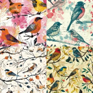 Sumflying Birds On Branches 24PCS Scrapbook Paper & Cardstock 24pcs 6 Birds On Branches Scrapbook Paper Cardstock 02