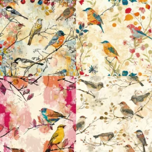 Sumflying Birds On Branches 24PCS Scrapbook Paper & Cardstock 24pcs 6 Birds On Branches Scrapbook Paper Cardstock 03