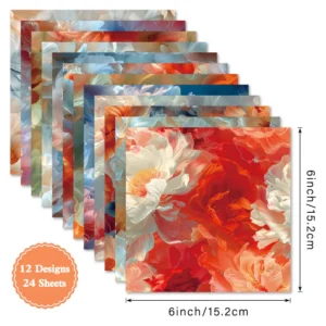 24pcs 6 Blossom Hues Scrapbook Paper Cardstock 04