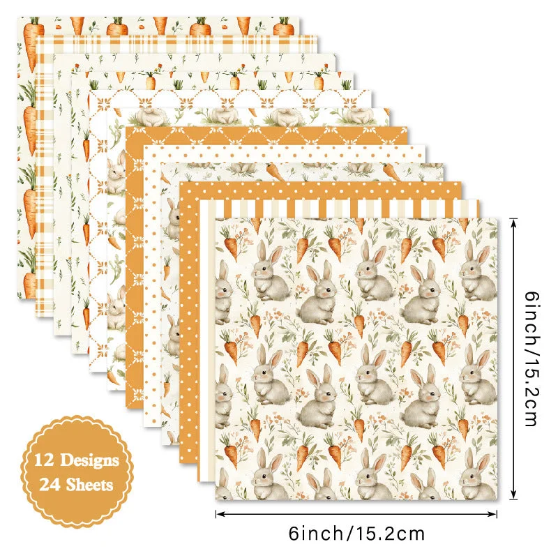 24pcs 6 Bunny Carrot Scrapbook Paper Cardstock 01 24pcs 6 Bunny Carrot Scrapbook Paper Cardstock 01