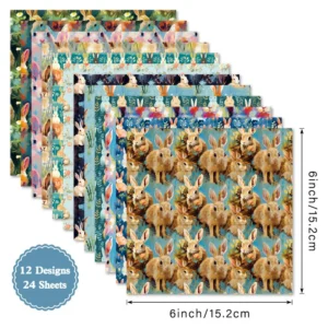 Sumflying Bunny 24PCS Scrapbook Paper & Cardstock 24pcs 6 Bunny Scrapbook Paper Cardstock 04