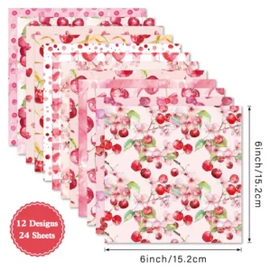 24pcs 6 Cherry Scrapbook Paper Cardstock 2 01
