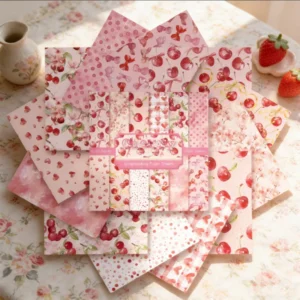 Sumflying Cherry 24PCS Scrapbook Paper & Cardstock 24pcs 6 Cherry Scrapbook Paper Cardstock 2 02