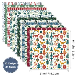 Sumflying Christmas 24PCS Scrapbook Paper & Cardstock 24pcs 6 Christmas Scrapbook Paper Cardstock 5 02