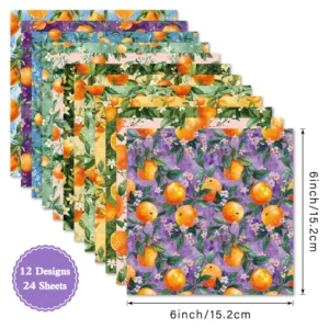 Sumflying Citrus 24PCS Scrapbook Paper & Cardstock 24pcs 6 Citrus Scrapbook Paper Cardstock 04