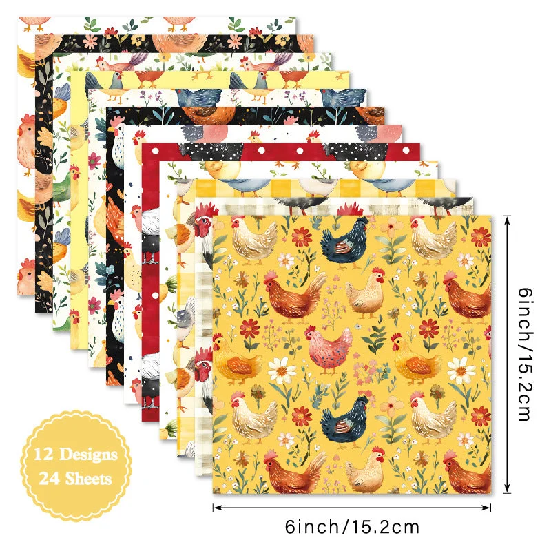 24pcs 6 Cluck Bloom Scrapbook Paper Cardstock 01 24pcs 6 Cluck Bloom Scrapbook Paper Cardstock 01