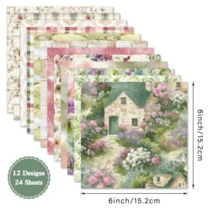 24pcs 6 Country Garden Scrapbook Paper Cardstock 01