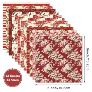 24pcs 6 Crimson Scrapbook Paper Cardstock 04