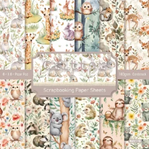24pcs 6 Critter Scrapbook Paper Cardstock 00