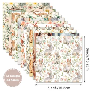 24pcs 6 Critter Scrapbook Paper Cardstock 01
