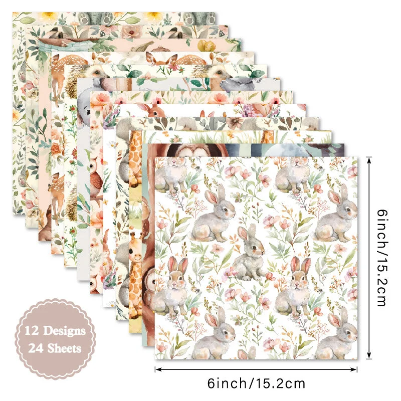24pcs 6 Critter Scrapbook Paper Cardstock 01 24pcs 6 Critter Scrapbook Paper Cardstock 01