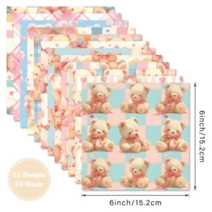 Sumflying Cuddly Bears 24PCS Scrapbook Paper & Cardstock 24pcs 6 Cuddly Bears Scrapbook Paper Cardstock 04