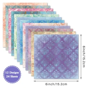 24pcs 6 Damask Scrapbook Paper Cardstock 01