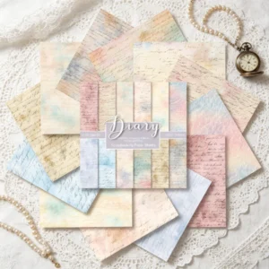 Sumflying Diary 24PCS Scrapbook Paper & Cardstock 24pcs 6 Diary Scrapbook Paper Cardstock 03