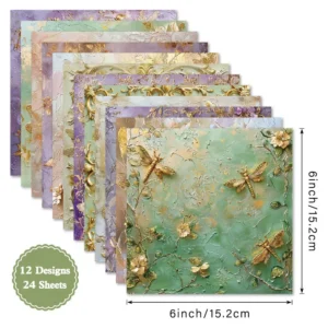 Sumflying Dragonfly 24PCS Scrapbook Paper & Cardstock 24pcs 6 Dragonfly Scrapbook Paper Cardstock 1 04