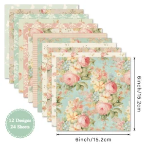 Sumflying Elegant 24PCS Scrapbook Paper & Cardstock 24pcs 6 Elegant Scrapbook Paper Cardstock 1 04