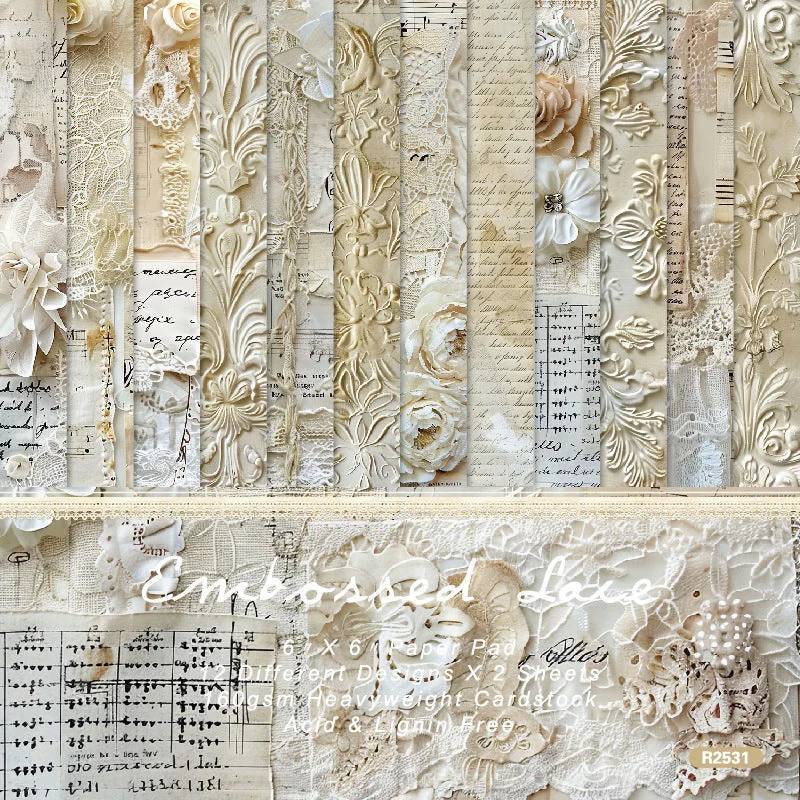 24pcs 6 Embossed Lace Scrapbook Paper Cardstock 00 24pcs 6 Embossed Lace Scrapbook Paper Cardstock 00