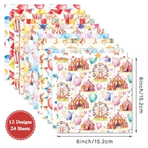 24pcs 6 Ferris Wheel Scrapbook Paper Cardstock 01