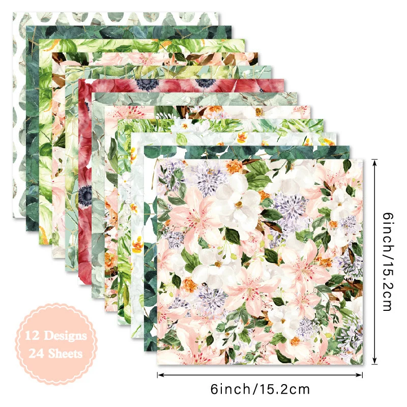 24pcs 6 Foliage Scrapbook Paper Cardstock 01 24pcs 6 Foliage Scrapbook Paper Cardstock 01