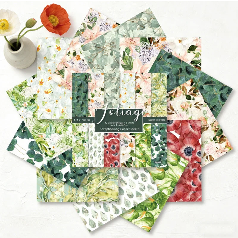 24pcs 6 Foliage Scrapbook Paper Cardstock 02 24pcs 6 Foliage Scrapbook Paper Cardstock 02