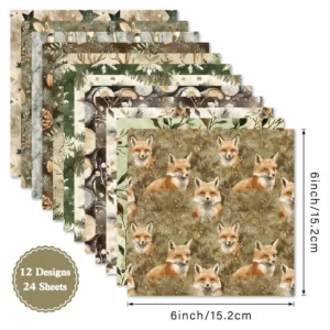 Sumflying Forest 24PCS Scrapbook Paper & Cardstock 24pcs 6 Forest Scrapbook Paper Cardstock 04