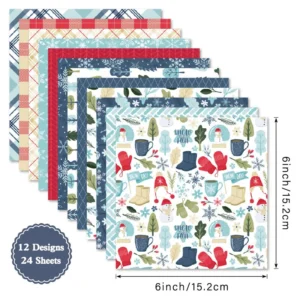 Sumflying Frosty 24PCS Scrapbook Paper & Cardstock 24pcs 6 Frosty Scrapbook Paper Cardstock 04