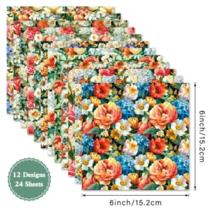 Sumflying Garden 24PCS Scrapbook Paper & Cardstock 24pcs 6 Garden Scrapbook Paper Cardstock 1 04