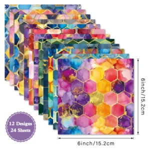 Sumflying Gilded 24PCS Scrapbook Paper & Cardstock 24pcs 6 Gilded Scrapbook Paper Cardstock 04