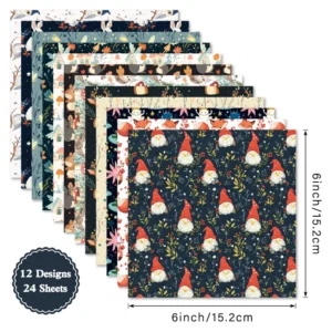 24pcs 6 Gnome Scrapbook Paper Cardstock 04