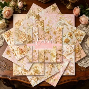 24pcs 6 Gold Floral Scrapbook Paper Cardstock 00