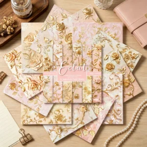 24pcs 6 Gold Floral Scrapbook Paper Cardstock 04