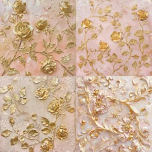 24pcs 6 Gold Floral Scrapbook Paper Cardstock 06