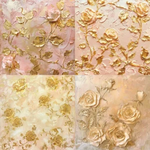 24pcs 6 Gold Floral Scrapbook Paper Cardstock 07