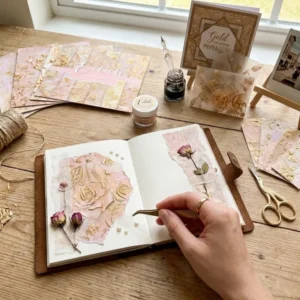 24pcs 6 Gold Floral Scrapbook Paper Cardstock 08