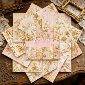 24pcs 6 Gold Floral Scrapbook Paper Cardstock 09