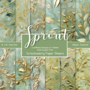 24pcs 6 Gold Leaf Scrapbook Paper Cardstock 01