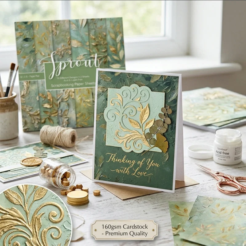 24pcs 6 Gold Leaf Scrapbook Paper Cardstock 05 24pcs 6 Gold Leaf Scrapbook Paper Cardstock 05