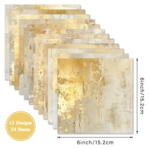 24pcs 6 Goldened Echo Scrapbook Paper Cardstock 04