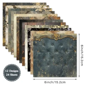 Sumflying Grunge 24PCS Scrapbook Paper & Cardstock 24pcs 6 Grunge Scrapbook Paper Cardstock 04