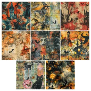 Sumflying Halloween Theme 24PCS Scrapbook Paper & Cardstock 24pcs 6 Halloween Theme Scrapbook Paper Cardstock 1 04