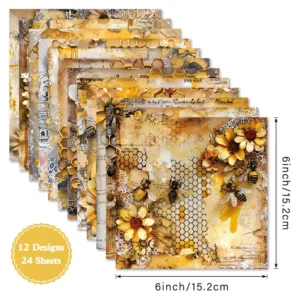 Sumflying Honey 24PCS Scrapbook Paper & Cardstock 24pcs 6 Honey Scrapbook Paper Cardstock 04