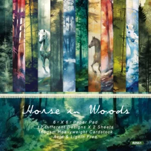 24pcs 6 Horse In Woods Scrapbook Paper Cardstock 00