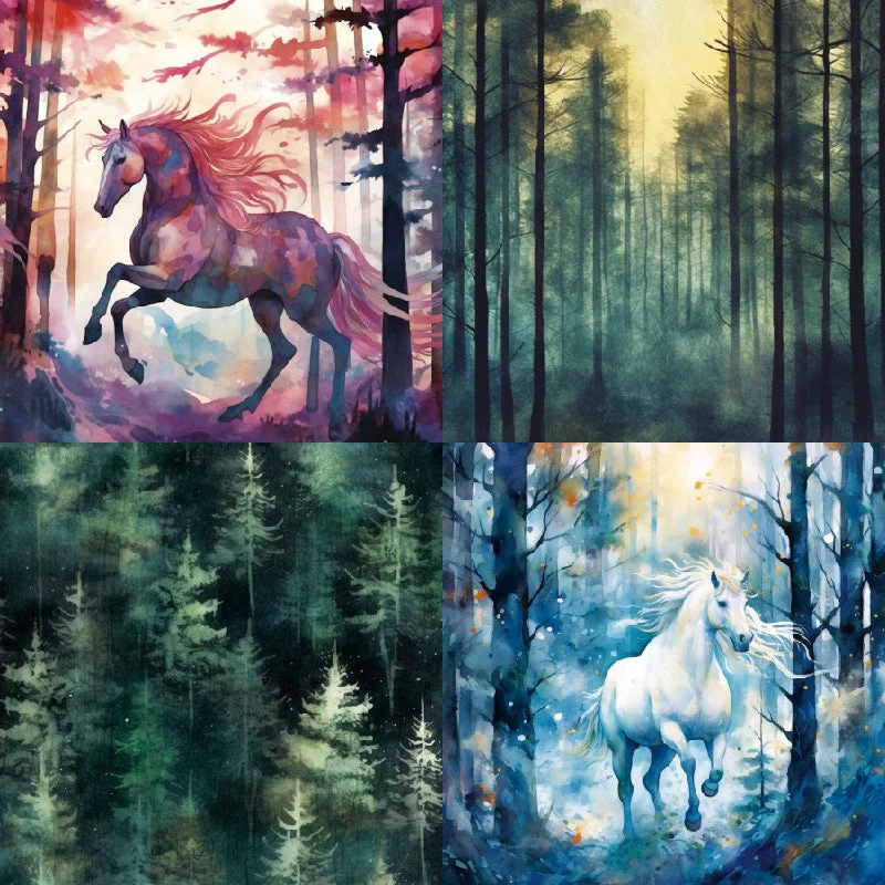 24pcs 6 Horse In Woods Scrapbook Paper Cardstock 02 24pcs 6 Horse In Woods Scrapbook Paper Cardstock 02