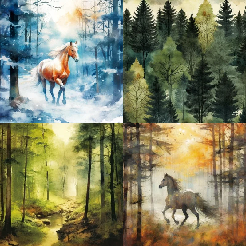 24pcs 6 Horse In Woods Scrapbook Paper Cardstock 03 24pcs 6 Horse In Woods Scrapbook Paper Cardstock 03