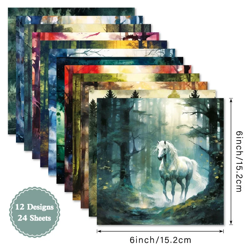24pcs 6 Horse In Woods Scrapbook Paper Cardstock 04 24pcs 6 Horse In Woods Scrapbook Paper Cardstock 04