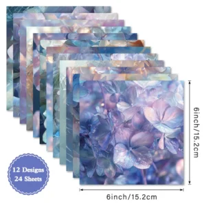 Sumflying Hydrangea 24PCS Scrapbook Paper & Cardstock 24pcs 6 Hydrangea Scrapbook Paper Cardstock 04